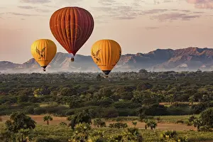 Aerial view from a hot air balloon with fields