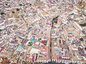 Aerial view of houses in the strict city center of Cordoba