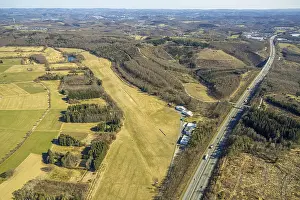 Aerial view, Hunsborn airfield runway and landing strip