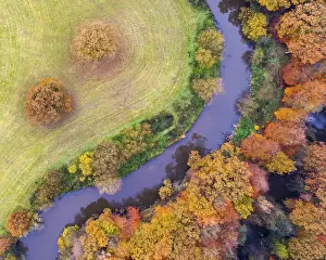 Aerial view of the Hunte in autumn