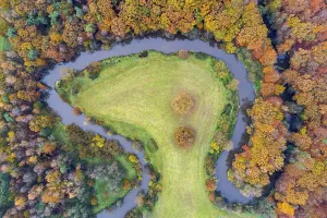 Aerial view of the Hunte in autumn