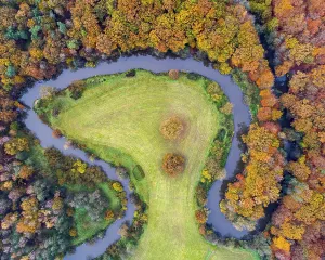 Aerial view of the Hunte in autumn