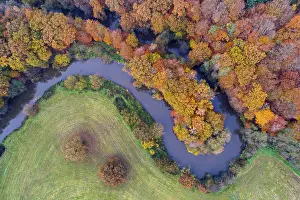 Aerial view of the Hunte in autumn