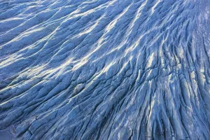 Aerial view over ice tongue Falljoekull in winter