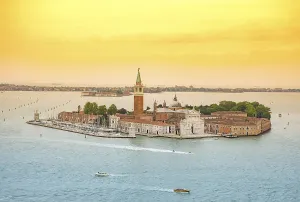 Aerial view of the island with the church of San Giorgio Maggiore