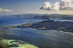 Aerial view, island landscape, flight from Denpasar Bali to Flores, Indonesia, Asia