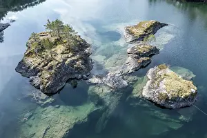 Aerial view of islands in lake Lovatnet (or: Loenvatnet)
