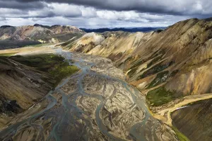 Aerial view, Joekulgilkvisl braided river