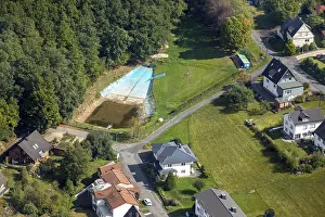 Aerial view, Kredenbach natural swimming pool