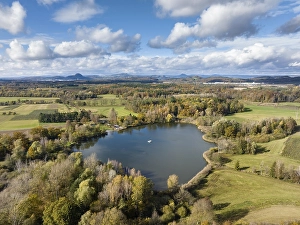 Aerial view of Lake Boehringen with autumn vegetation