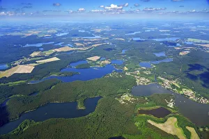Aerial view of the lake district of Brandenburg
