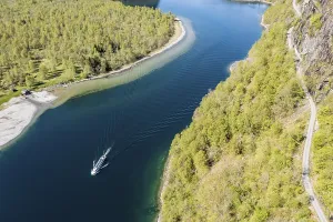 Aerial view of lake Lovatnet (or: Loenvatnet)