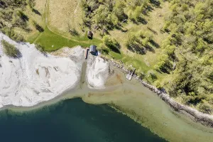 Aerial view of lake Lovatnet (or: Loenvatnet)