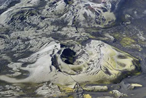Aerial view, Laki craters, Laki or Lakagigar vulcanic fissure