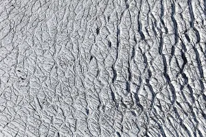Aerial view, lines and structures formed by volcanic ash
