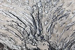Aerial view, lines and structures formed by volcanic ash