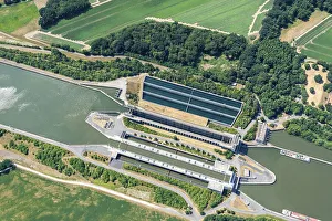 Aerial view lock group Uelzen, Elbe side canal