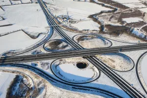 Aerial view of the Luebeck motorway junction