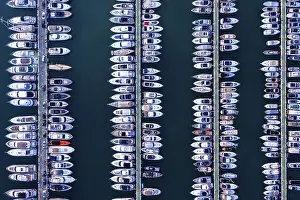 Aerial view, luxury marina Puerto Portals
