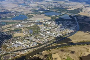 Aerial view of Magdeburg harbour