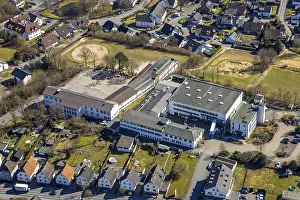 Aerial view, Marien-Grundschule with schoolyard
