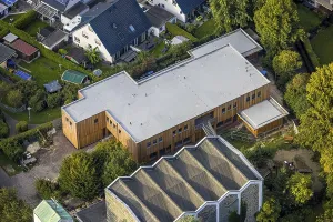 Aerial view, Martini Kindergarten in timber construction