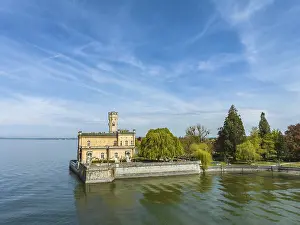 Aerial view of Montfort Castle on the shore of Lake Constance