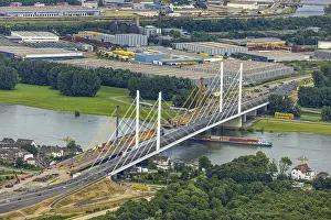 Aerial view, motorway A40 Rhine bridge Neuenkamp