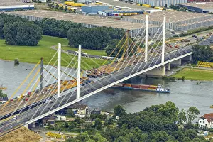 Aerial view, motorway A40 Rhine bridge Neuenkamp