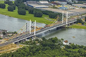 Aerial view, motorway A40 Rhine bridge Neuenkamp