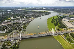 Aerial view, motorway A40 Rhine bridge Neuenkamp