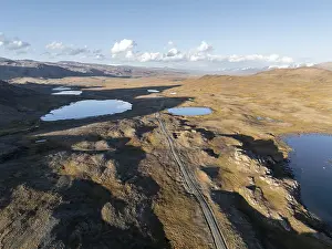 Aerial view, mountain peak and mountain lake