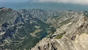 Aerial view of mountains and lake in park Durmitor