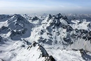 Aerial view, mountains in winter