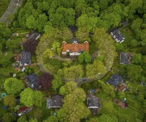 Aerial view, music school of the city of Gladbeck