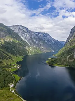 Aerial view, Naeroyfjord, Aurland