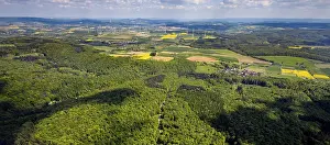 Aerial view, nature reserve Hinnenburger Forst with Emder Bachtal