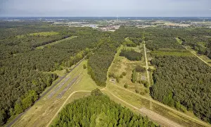 Aerial view, nature reserve NSG Heidemoore II and Brachter Wald on the German-Dutch border