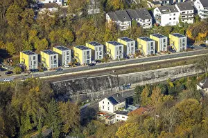 Aerial view, new development area single-family houses residential quarter Alter Steinbruch an der