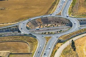 Aerial view, new roundabout Autopista Ma-30 and Ma-15