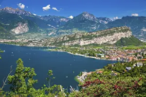 Aerial view on the northern part of Garda Lake with beautiful mountains