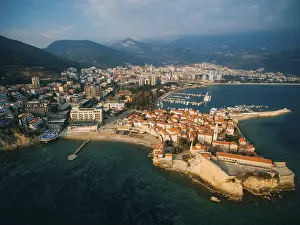 Aerial View of Old town Budva in Montenegro