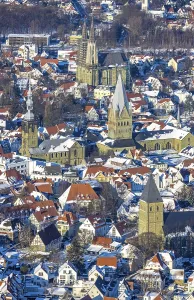 Aerial view, old town centre Soest