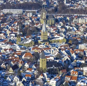 Aerial view, old town centre Soest