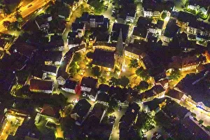 Aerial view, old town and church square with St George's church