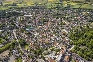 Aerial view, Old town with pilgrimage basilica of the Visitation of the Virgin Mary and St