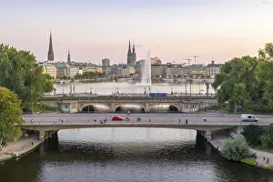 Aerial view of the Outer Alster and Inner Alster with Kennedy Bridge