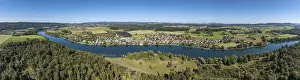 Aerial view, panorama of the municipality and enclave of Busingen am Hochrhein