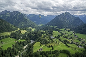 Aerial view, paragliding flight