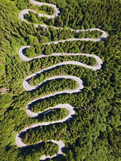 Aerial view, pass road, Bratocea Pass